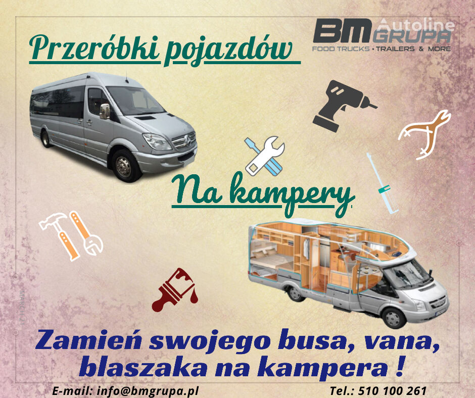 nova BM Grupa Przeróbki busów, vanów na kampery, Spezialumbauten - Umwandlung  prodajna prikolica